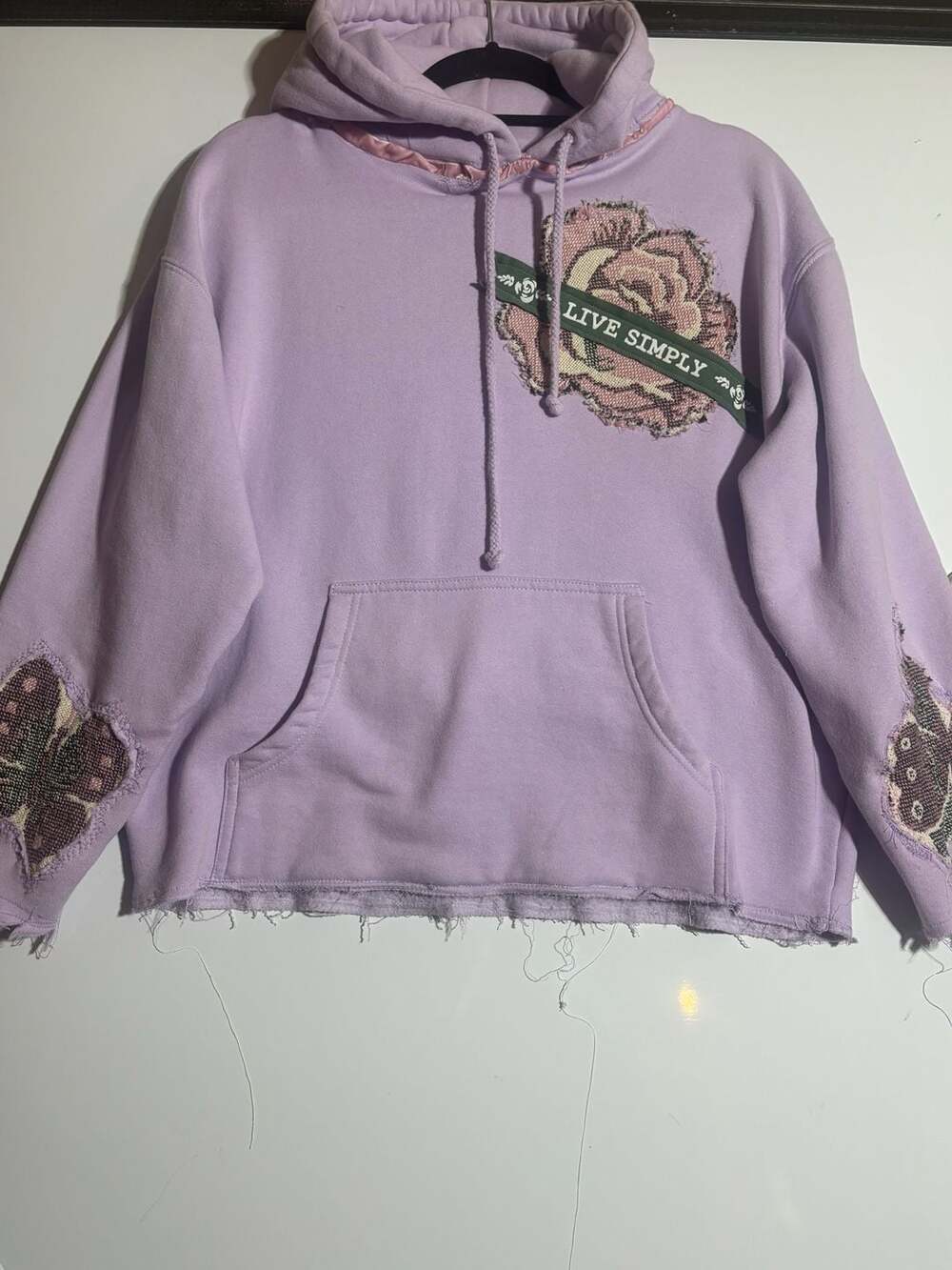 Future Fantasy Delight Tapestry Patchwork Hoodie w/Rose &Butterfly Details